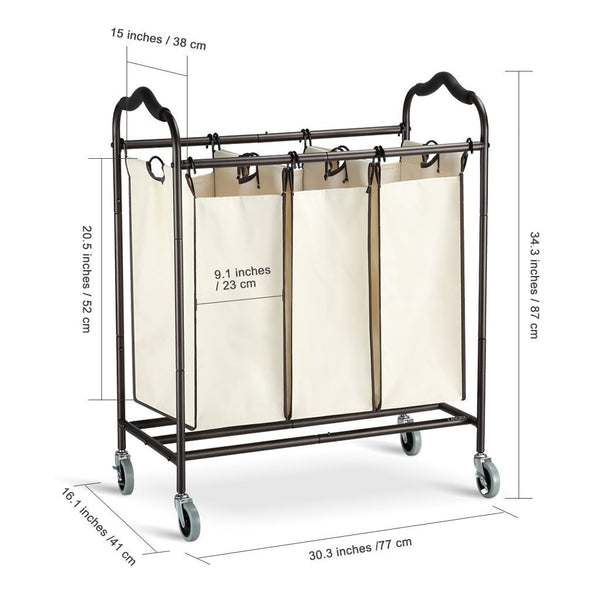 Heavy duty bbshoping organizer laundry hamper cart dirty clothes organibbshoping zer for bathroom bedroom utility room powder coated beige