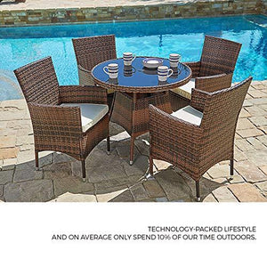 Outdoor Furniture Wicker Chairs (2-Piece Set) Thick, Durable Cushions | Partner with Tables, Umbrella Stand or Sofa | Porch, Backyard, Pool or Garden