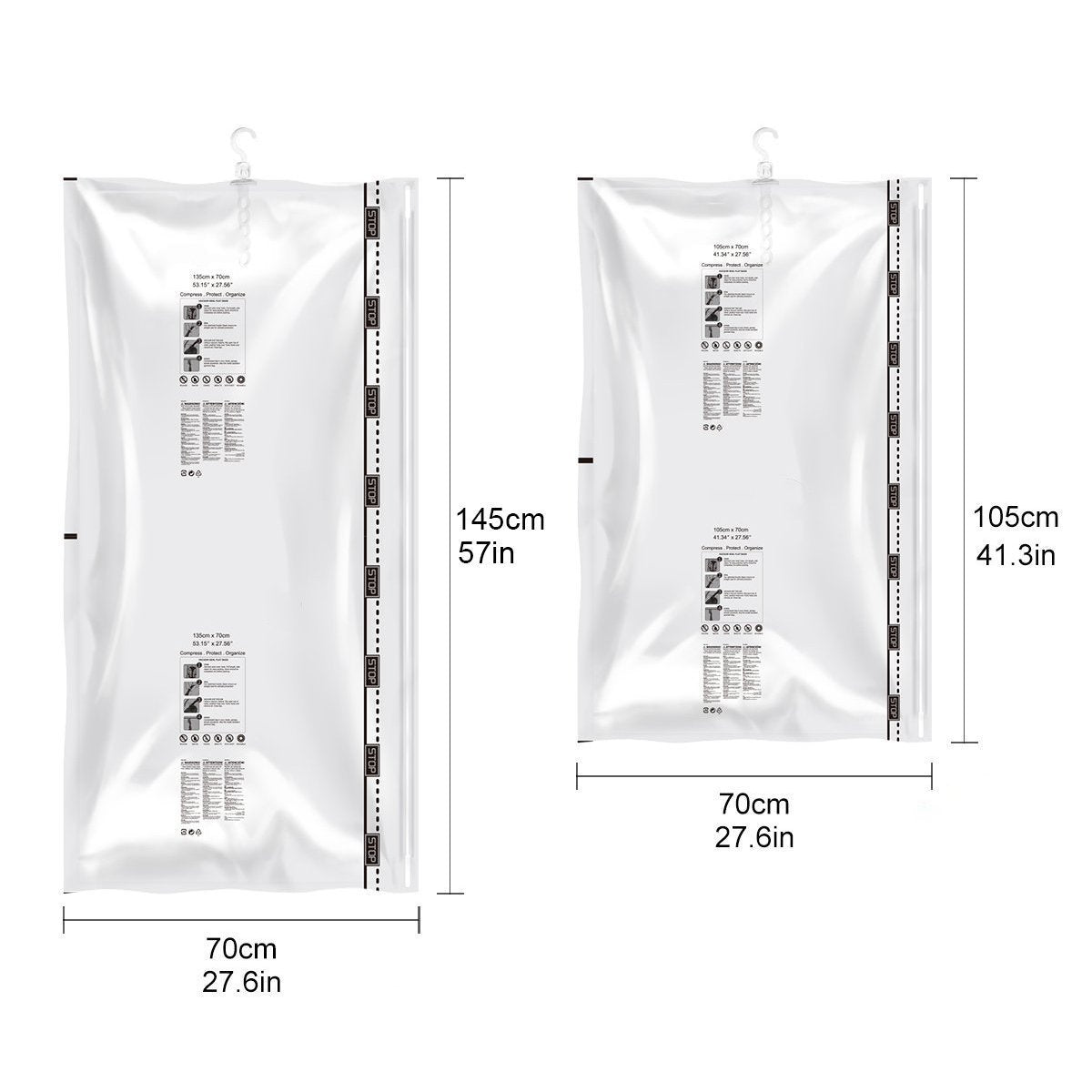 Order now stephenie hanging vacuum space saver bags 4 pack 4 l 57 x 27 1 2 for coats long clothes closet organizer storage bags