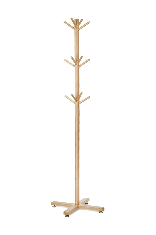 BambooWorx- Bamboo Standing Coat Rack Hat Hanger - 12 Hooks for Jacket, Freestanding Hallway Wood Tree Stand.