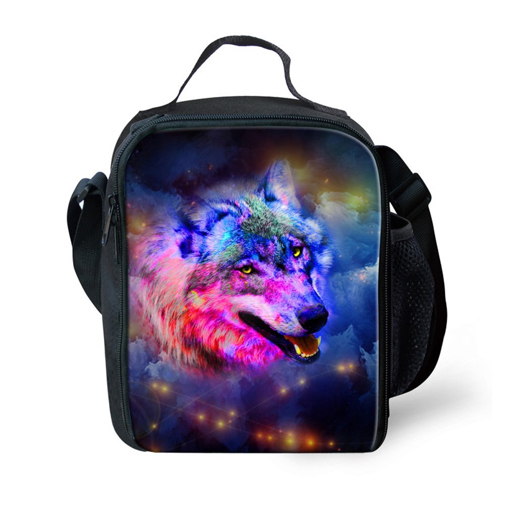 Ledback 3D Galaxy Kids Lunch Bag and Backpack,Insulated Lunchbox Black Lunch Box for Children Boys Girls 16 Inch School Bag with Bottle Holder Lightweight Book Rucksack Pencil Bags