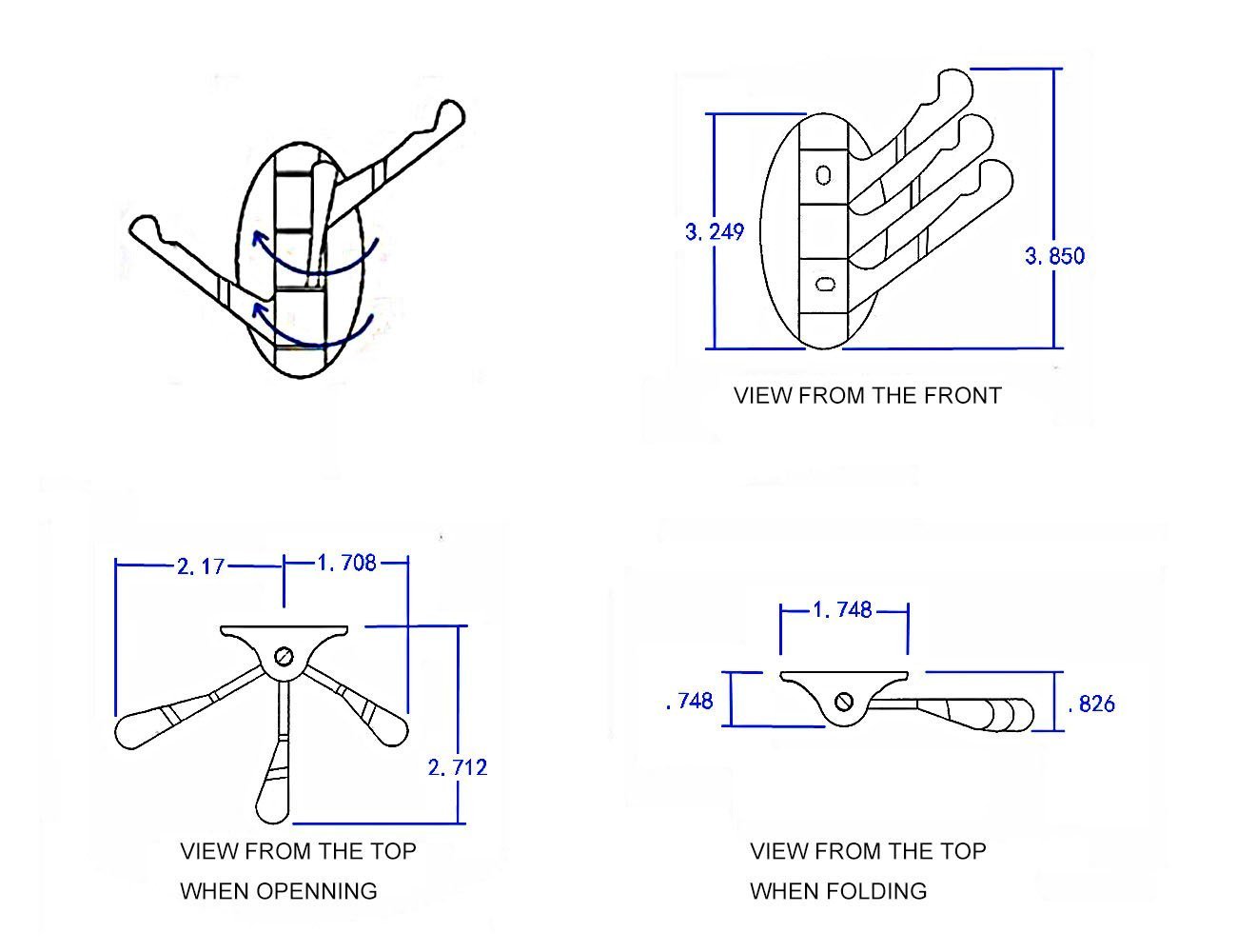 Products xogolo swivel hook 2 pack for heavy duty folding swing arm triple coat hook with multi three foldable arms towel clothes hanger for bathroom kitchen garage wall mount oil rubbed bronze