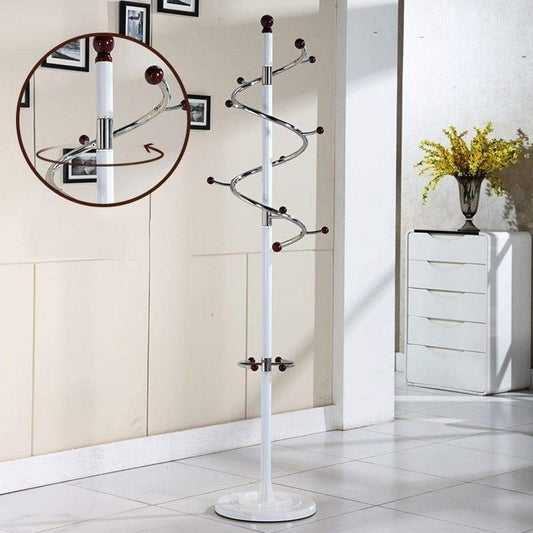 Heavy duty baiyun flyin mai coat rack metal stainless steel bedroom pedestal style living room hanger swivel hook h185cm color white