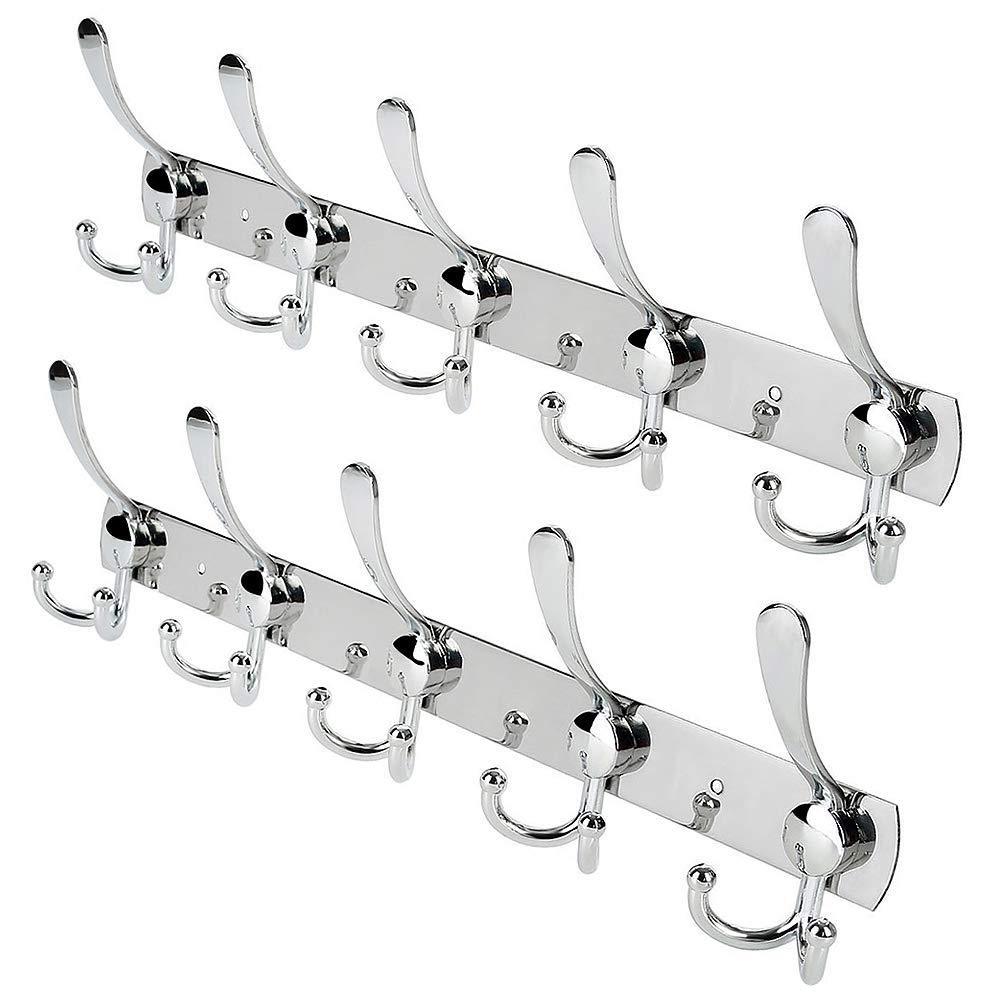 Storage 2 packs wall mount coat hooks hook rack rail wall hook rack for hanging clothes coat hat towels