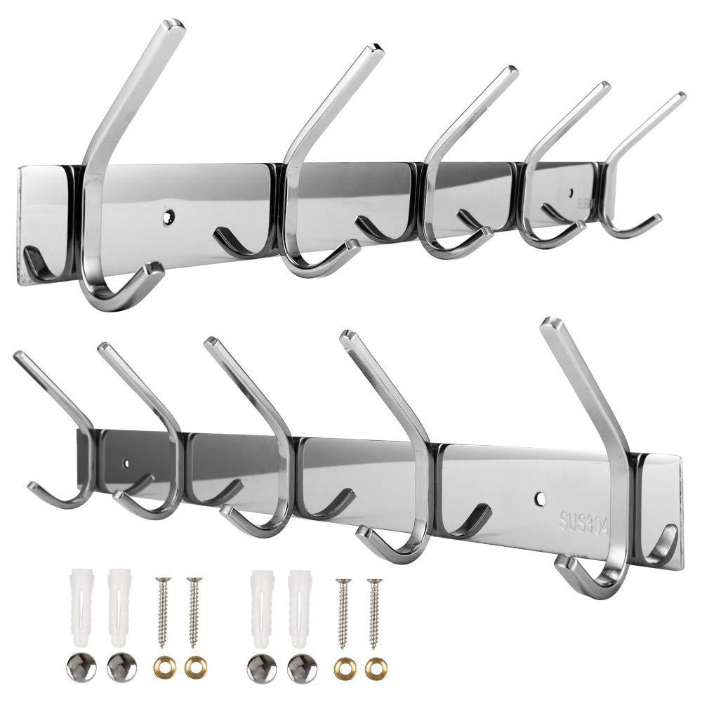 Related dosens coat hook rack wall mount sus 304 stainless steel hanger clothes hat holder 10 hooks 2 pack