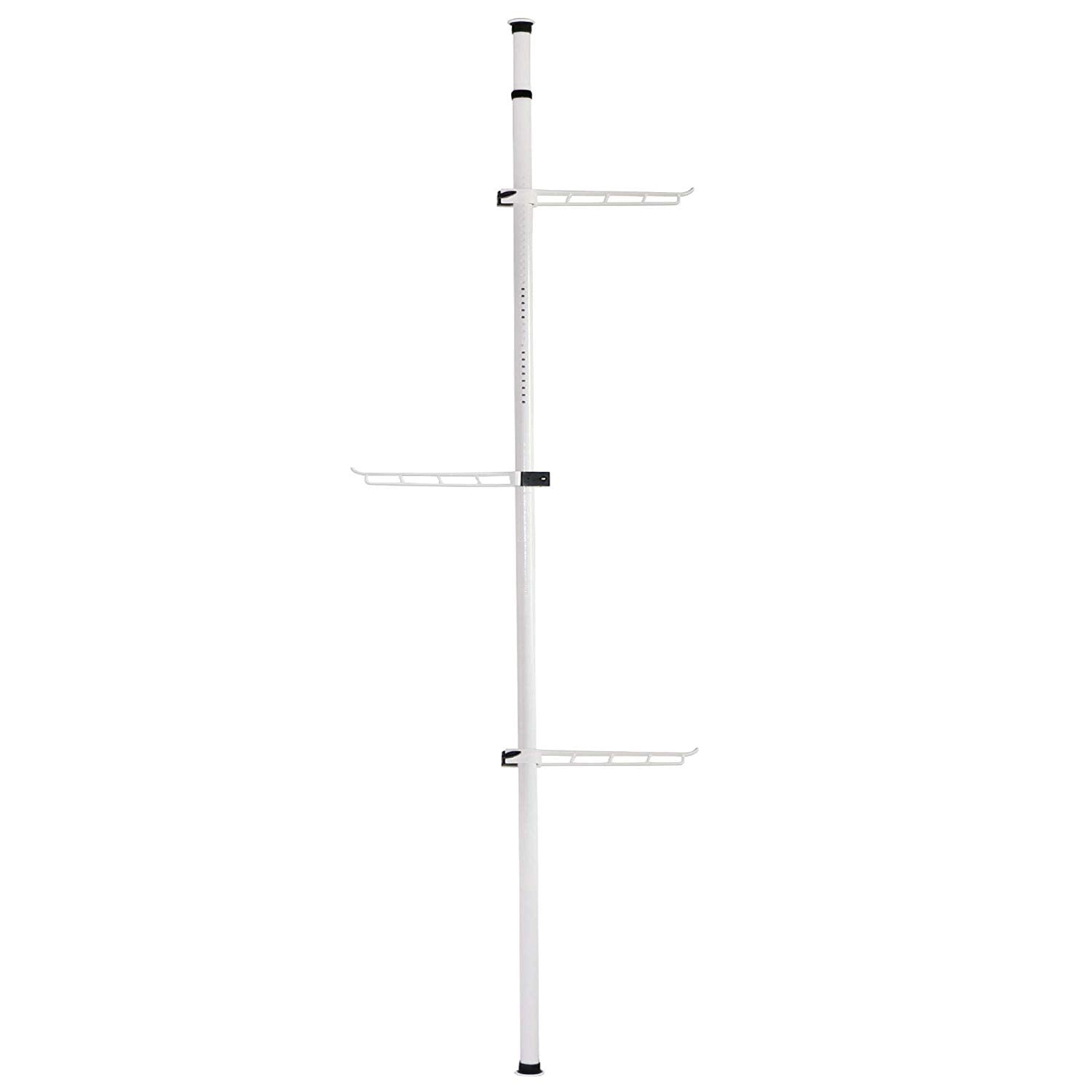 Asunflower Free Standing Coat Rack Corner Hats Hanger, 3-Tire Adjustable Metal Holder Rack, White