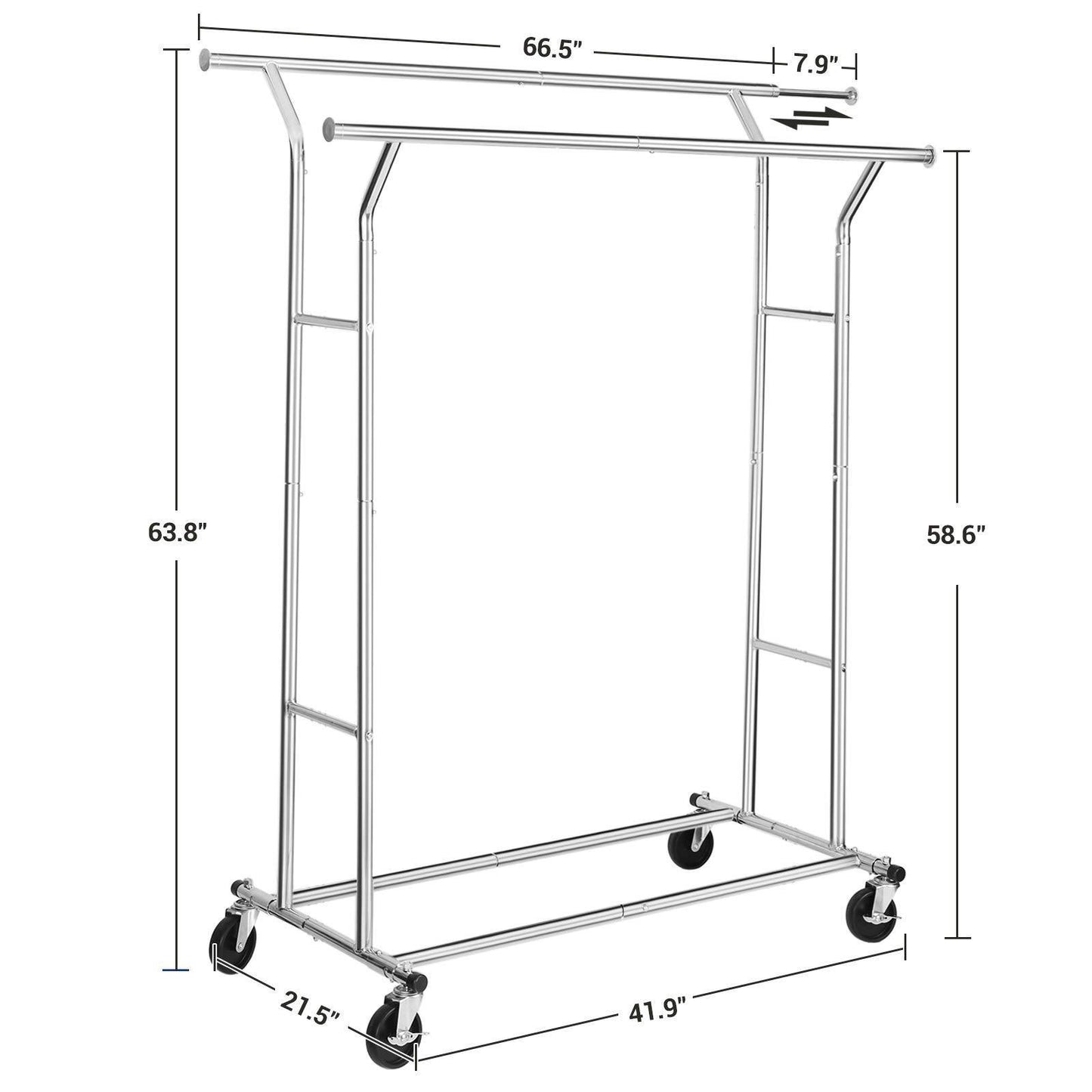 Best seller  songmics double rail garment rack rolling clothes rack with bottom rods for coats shirts dresses scarves bags shoe boxes chrome ullr23c