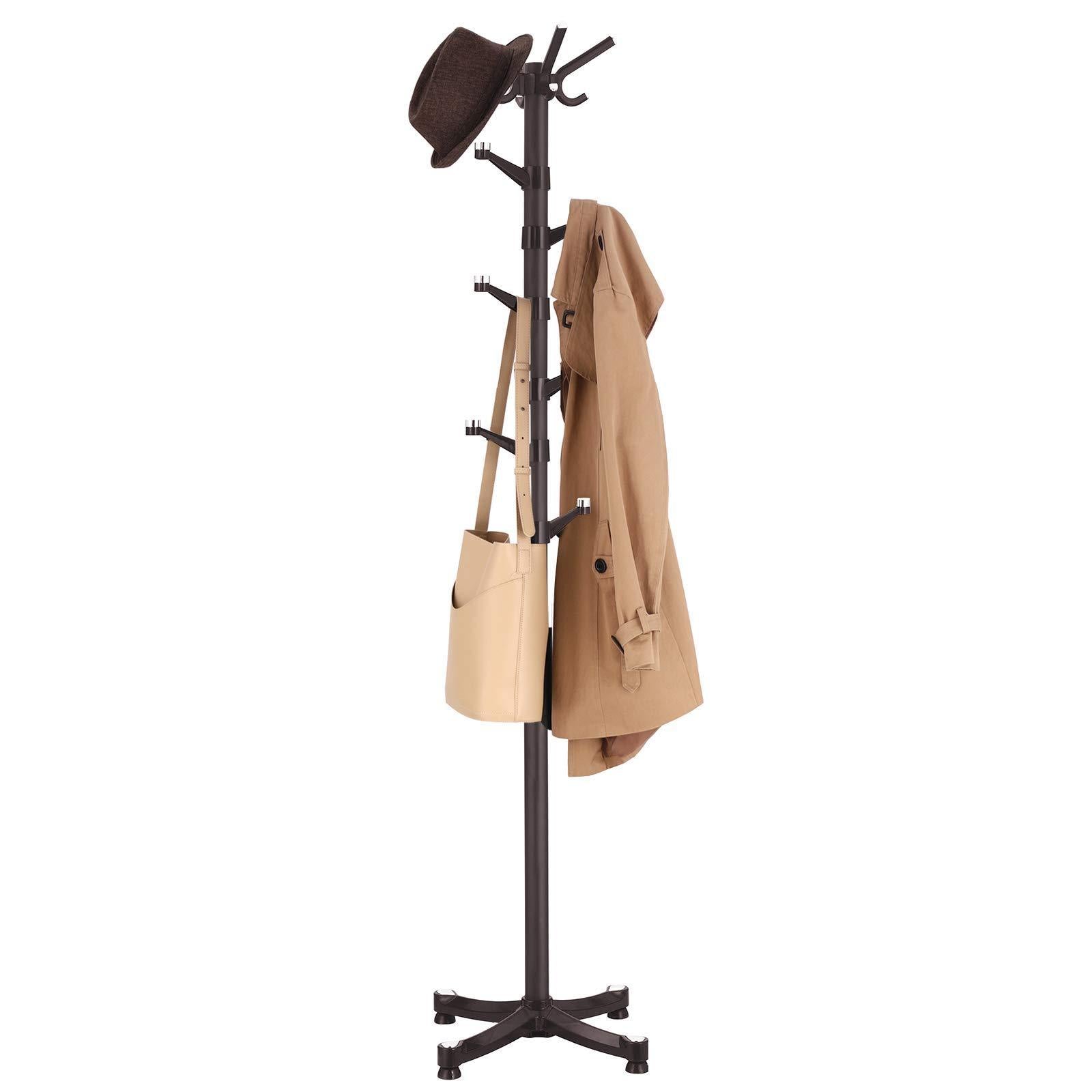 Explore songmics coat rack purse rack hall tree with 14 rotating plastic hooks espresso urcr19z