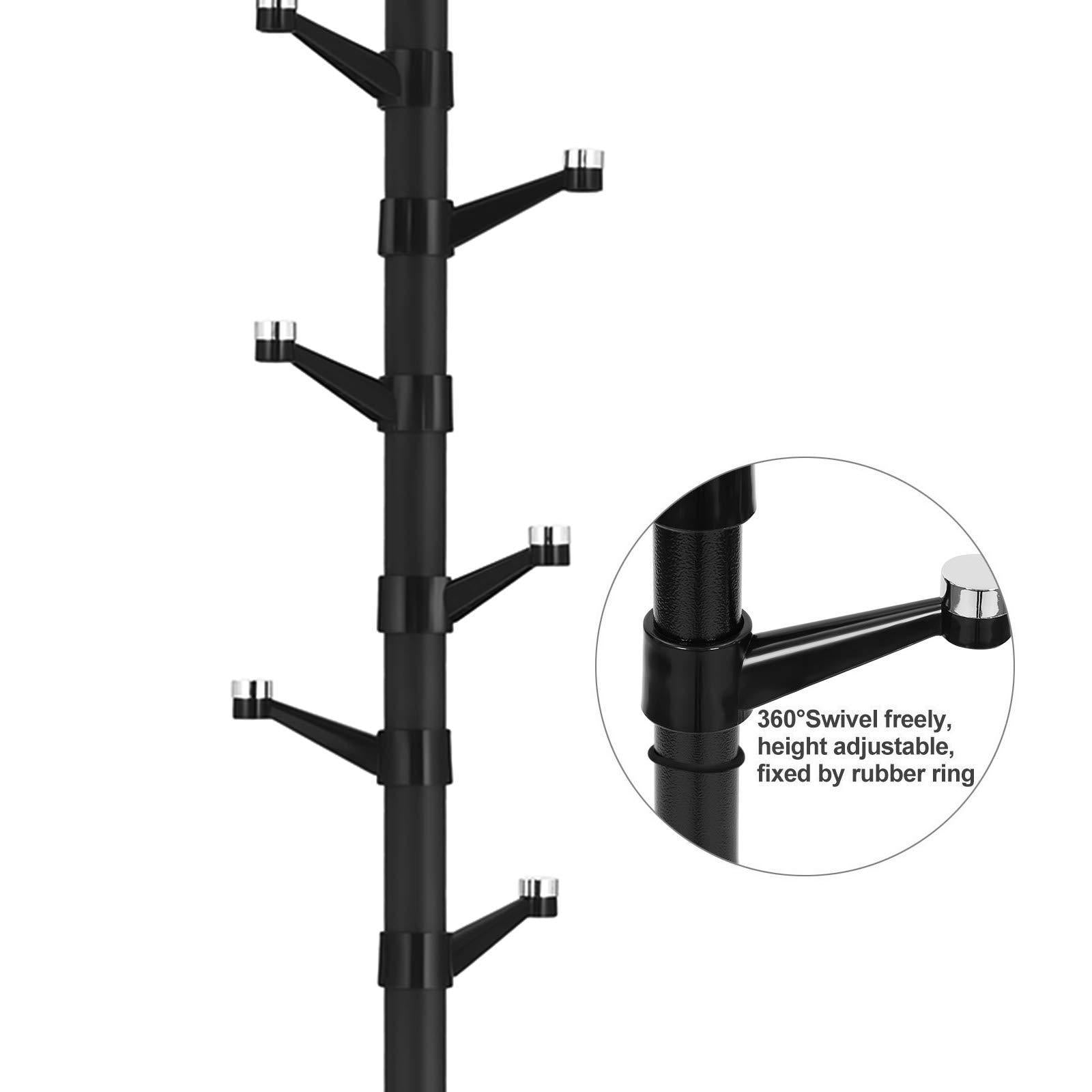 Shop here songmics coat rack purse rack hall tree with 14 rotating plastic hooks black urcr19b