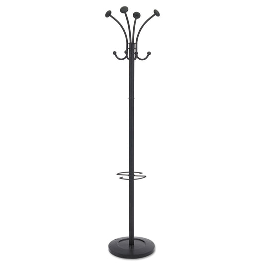 Alba Viena Coat Stand, Eight Knobs, Steel, 16w x 16d x 70.5h, Black