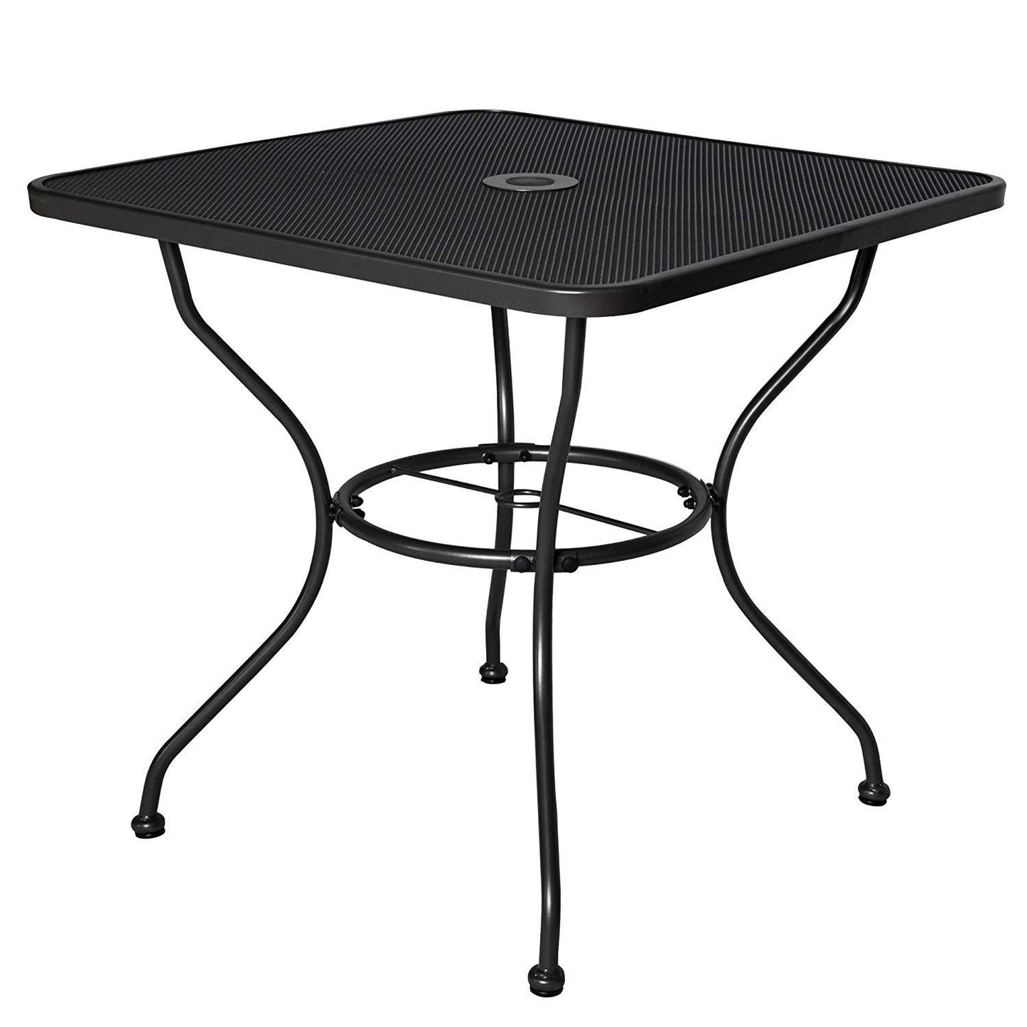 Cloud Mountain 32" x 32" Outdoor Dining Table Tempered Glass Table Patio Bistro Table Top Umbrella Stand Square Table Deck Outdoor Furniture Garden Table, Dark Chocolate