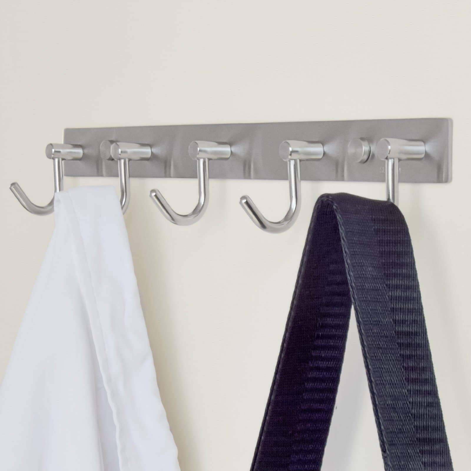 Selection arks royal wall coat hooks solid stainless steel hanger rail durable hook rack for clothes bags or keys brushed stainless steel finish 8 hooks