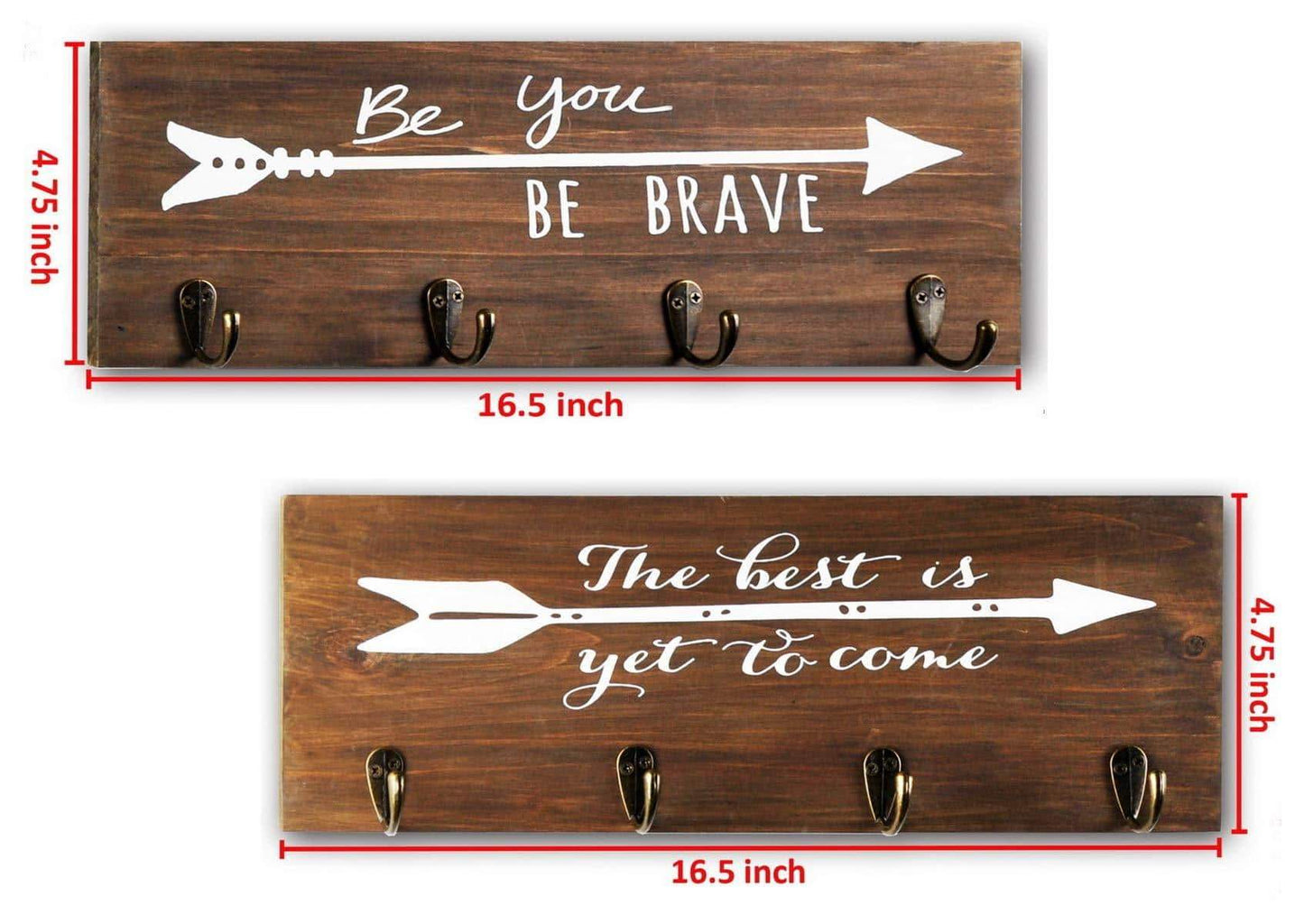 Save on spiretro set of 2 wall mount wood plaque metal key hook rack printed arrow sign and inspirational words coat hat bag hang organizer leash holder 16 5 inch for entryway kids room hallway closet rustic teak brown