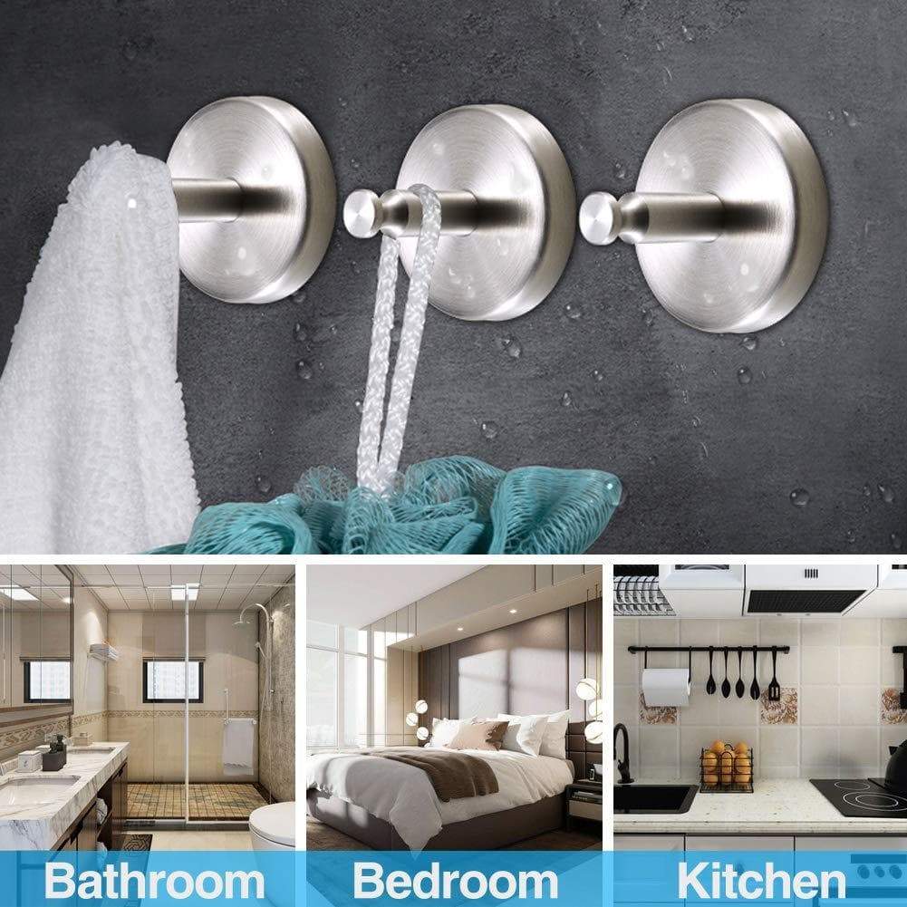 Best seller  emisk 2 pack wall hooks holder heavy duty drill hooks sus 304 stainless steel strong hook hanger for robe coat towel keys bags bedroom kitchen bathroom and garage