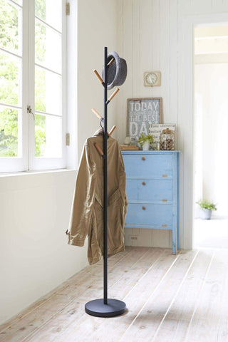 Related stainless steel wood modern coat tree rack in black finish