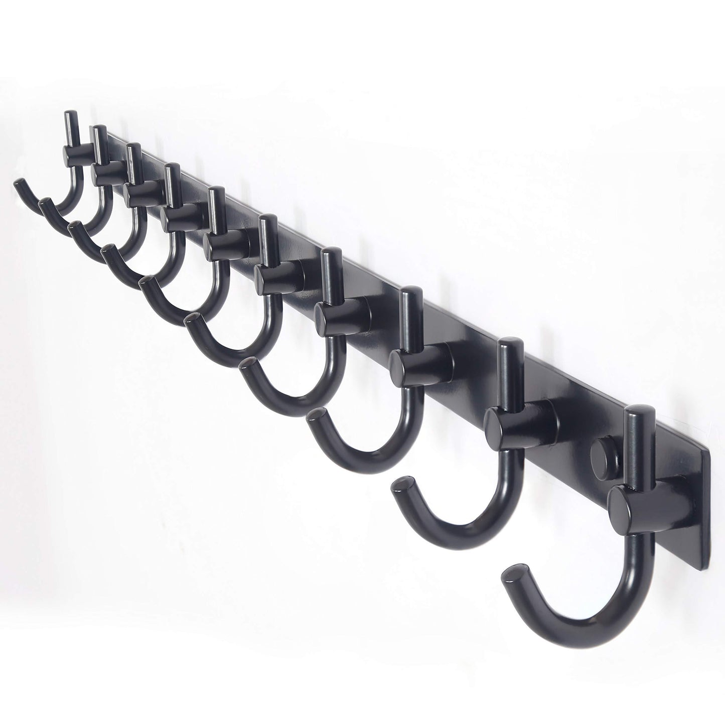 Home webi wall mounted coat rack 30 inch 10 hooks rack rail heavy duty coat hat hook for bathroom entryway closet foyer hallway black 2 packs