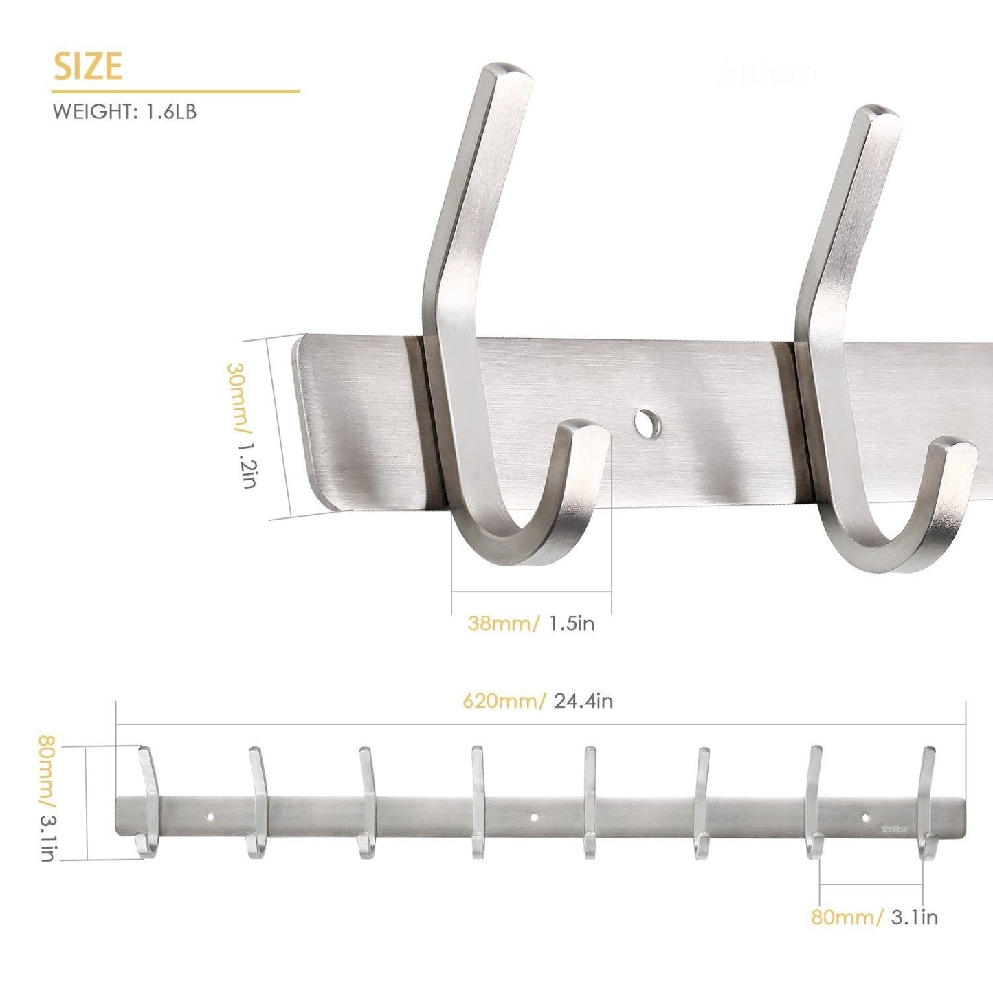 Storage amzdeal coat hook rack wall mounted hook rail coat hanger 16 hooks