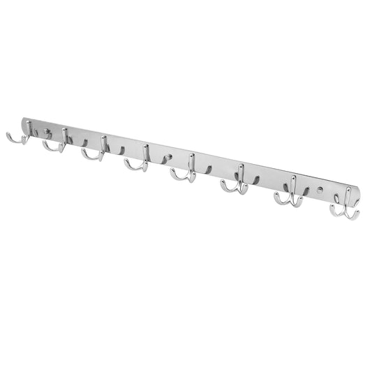 Budget webi wall mounted coat rack 30 inch 8 dual hooks 16 hooks heavy duty coat hook rack rail double prong hooks for bathroom kitchen office entryway closet purse silver