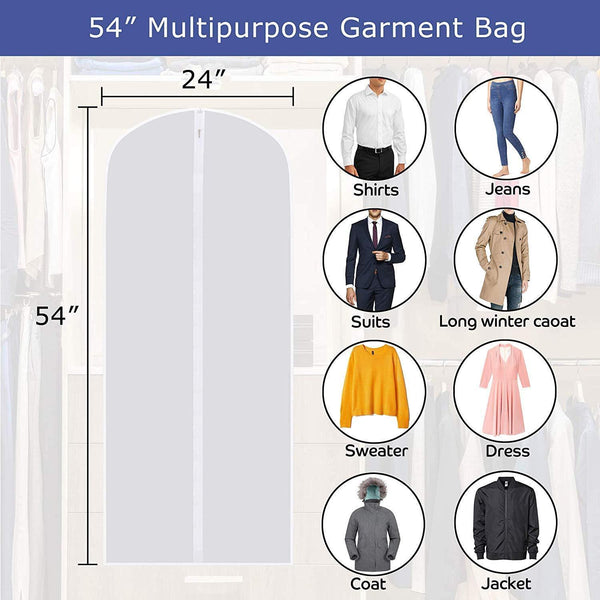 Online shopping skyugle clear garment bags dress cover 24 x 54 breathable hanging clothes storage protector for dance costumes suit coat plastic garment cover with sturdy zipper 7 pack