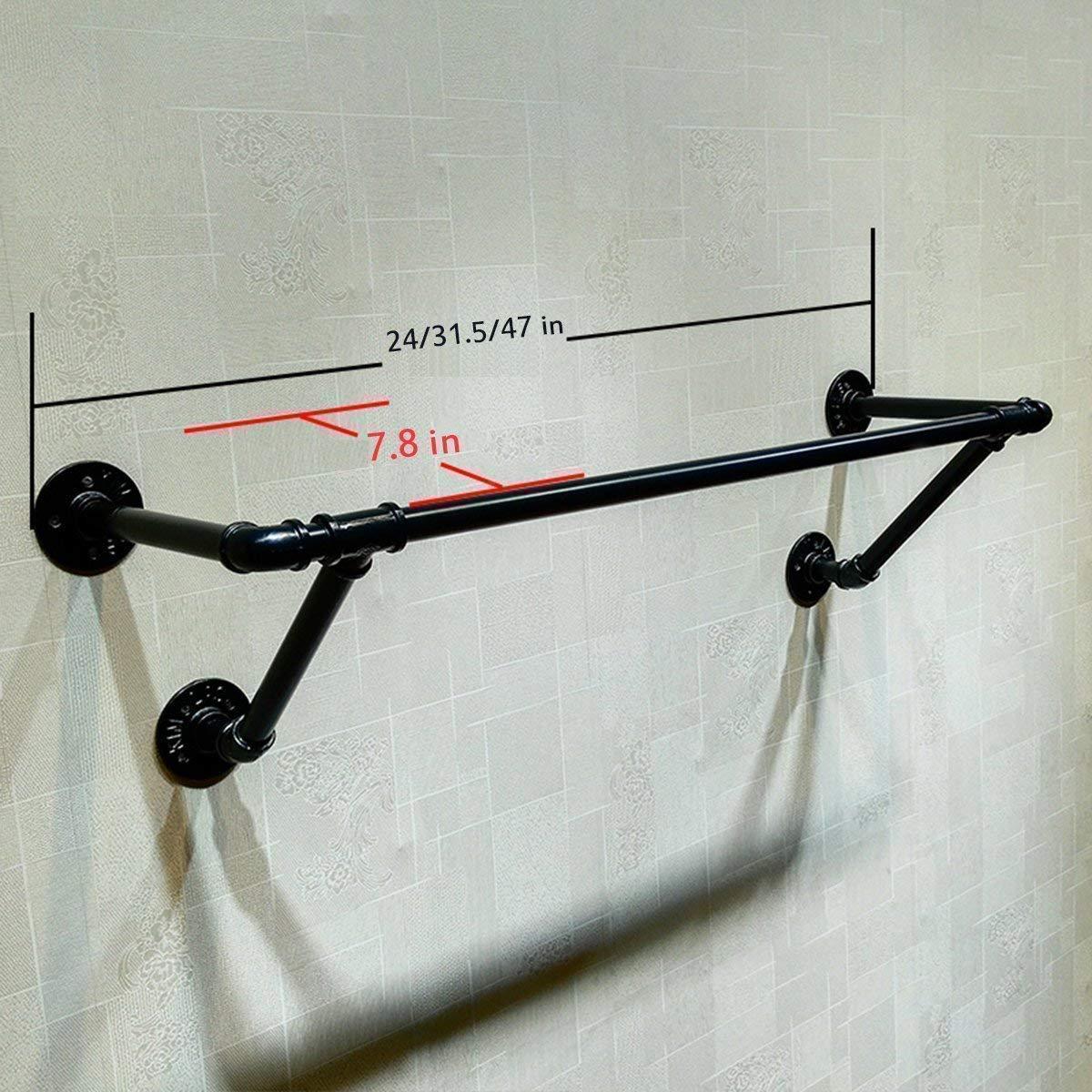 Great mzgh island industrial vintage clothing store coat rack wall mount pipe shelves clothes display stand hanging storage garment rack towel rack 47 in