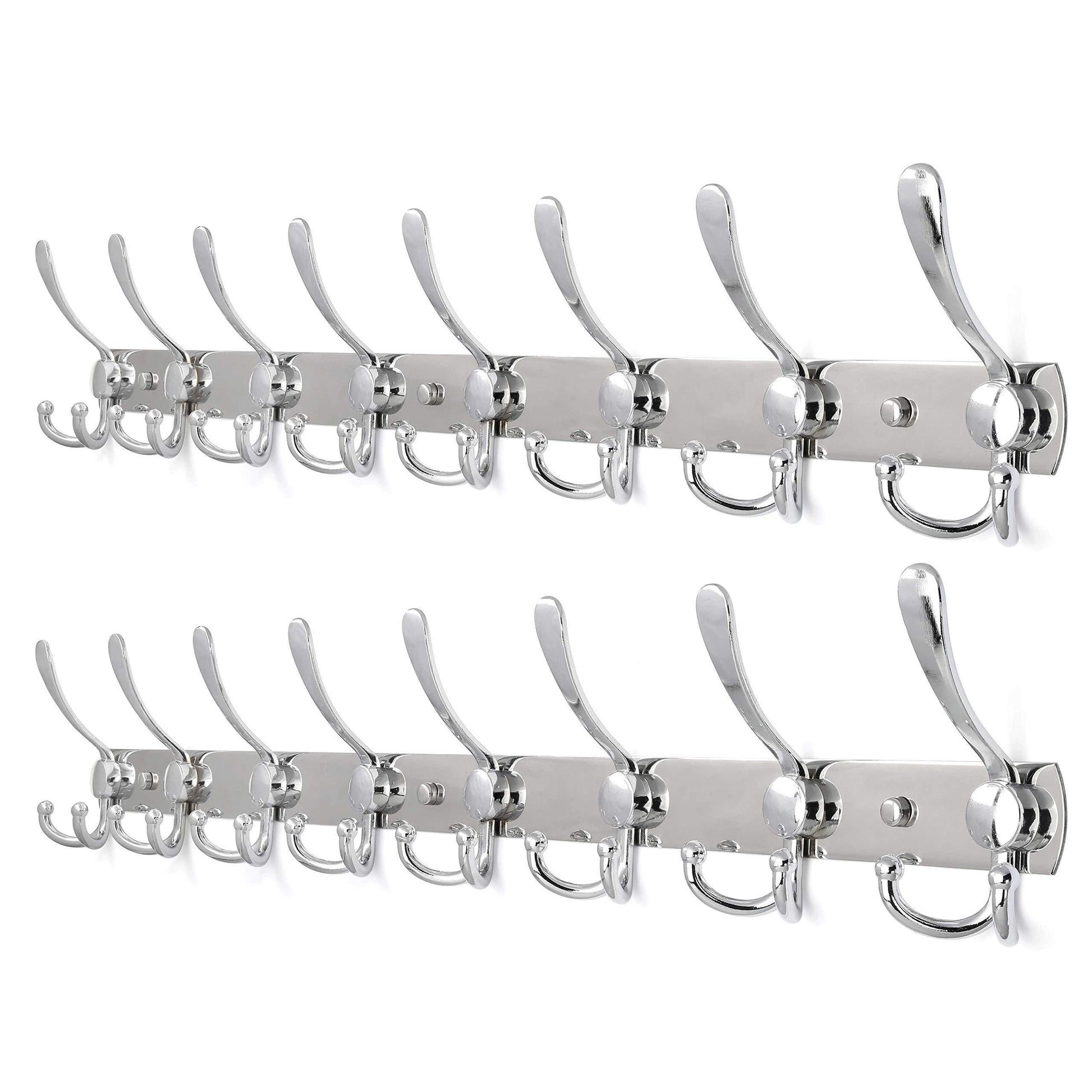 Top rated 2pacs webi 30 inch entryway robe hat clothes towel rack rail coat rack with 8 flared tri hooks wall mounted aluminum chrome finish