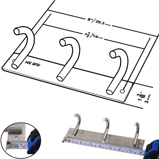 Storage organizer webi sturdy sus 304 coat hook towel hanger rail bar wall mounted rack for great home office storage organization brushed finish 3 hooks 2 pack j yz03