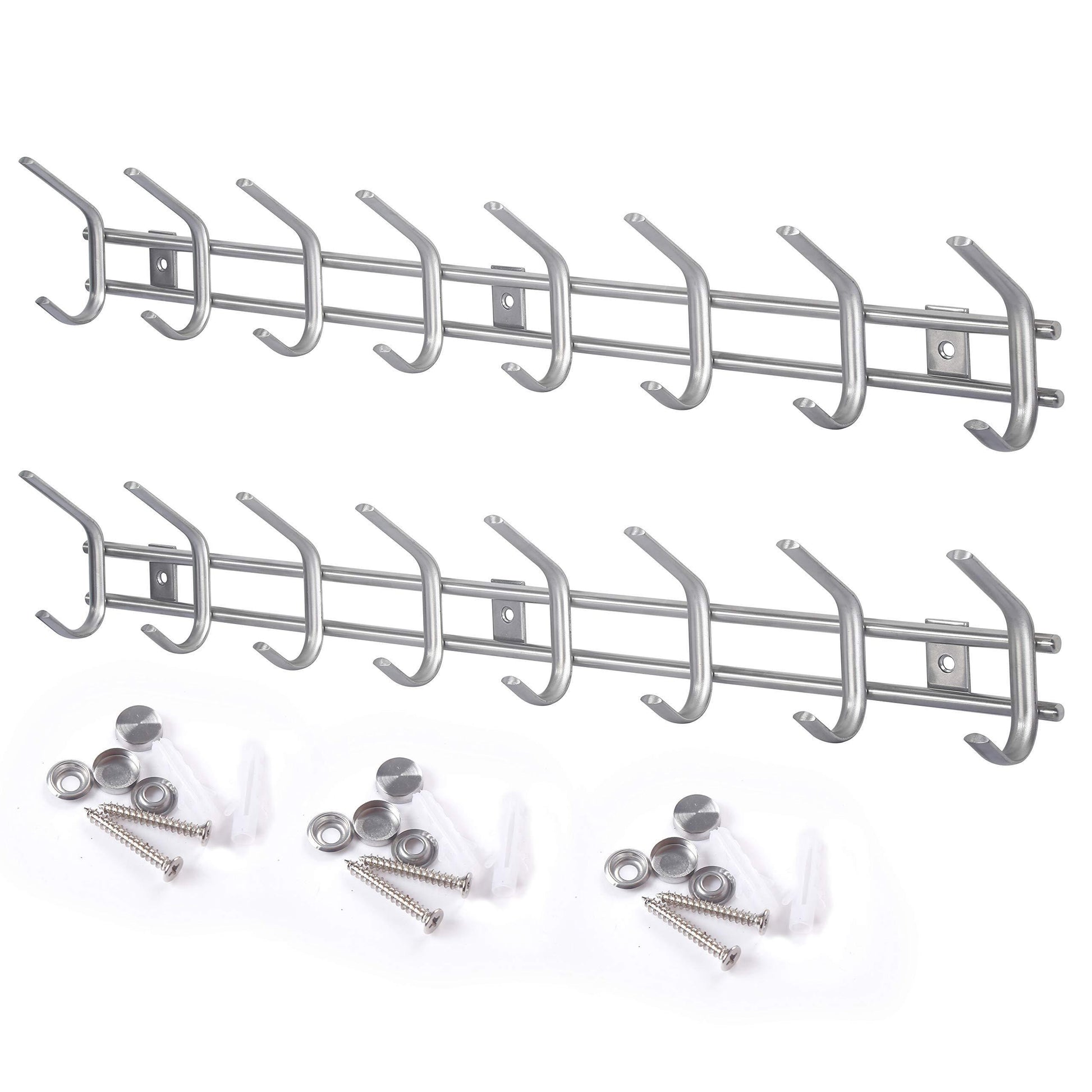 Best webi wall mounted coat hooks stainless steel 304 heavy duty c wall hooks rail robe hook rack for bathroom kitchen entryway closet b c cbg08 2 8 hooks satin 2 pack