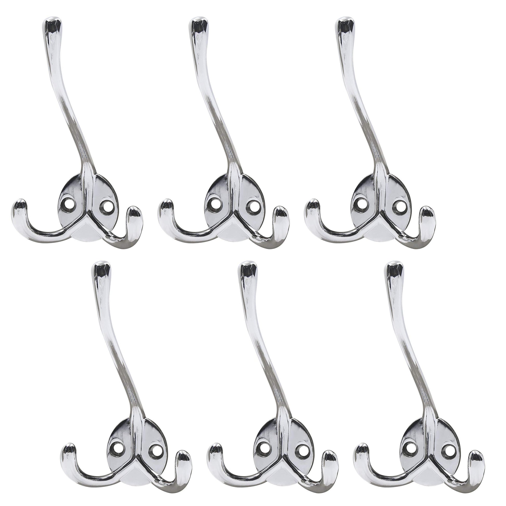 Kitchen webi 6 set metal triple 3 arm coat hat hook bath towel closet clothes hanger rail garment rack holder wall mount entryway kitchen home office garage organizer storage zinc alloy chrome finish mglg6