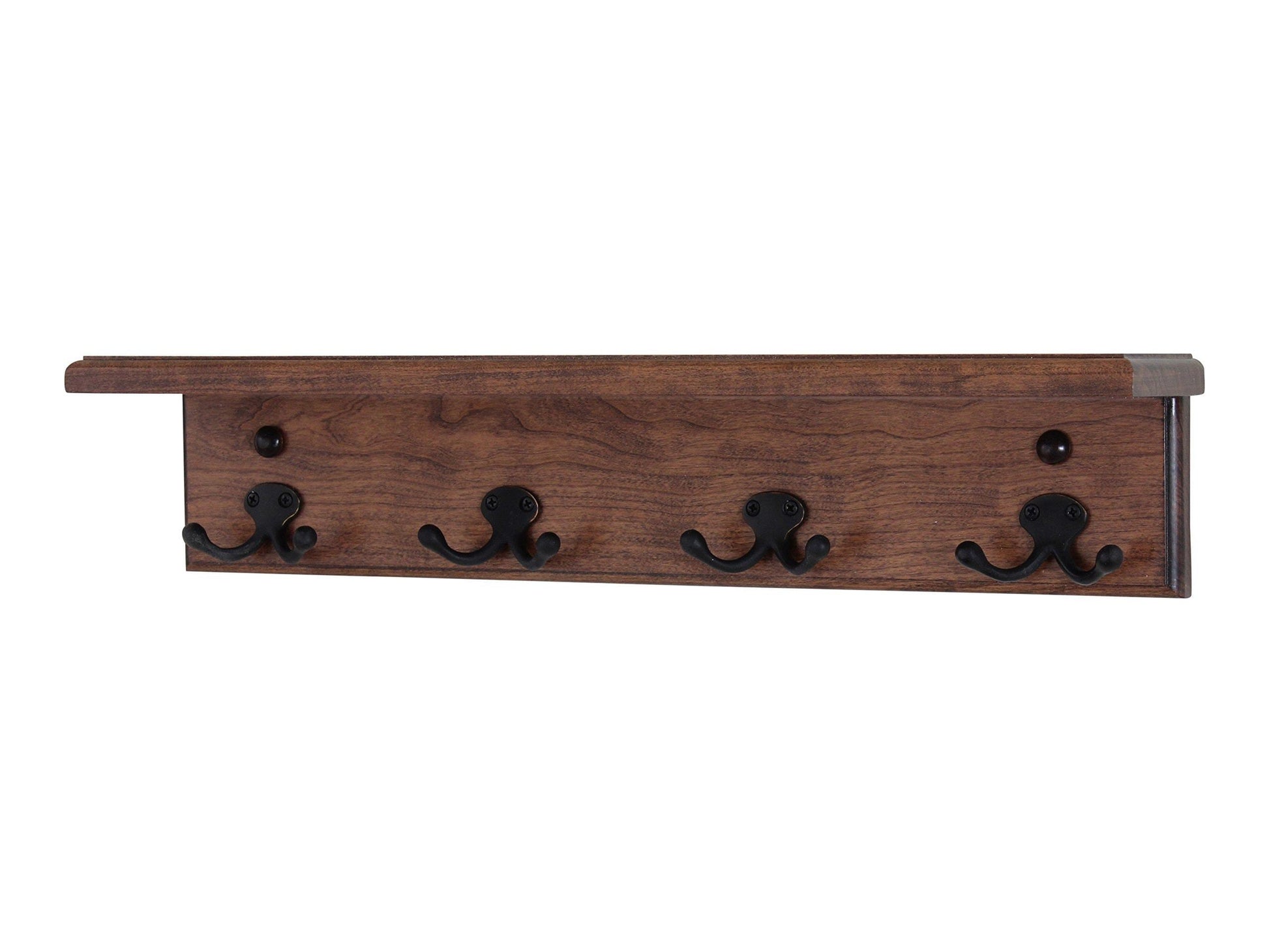 Latest pegandrail solid cherry shelf coat rack with aged bronze double style hooks made in the usa natural 53 with 10 hooks