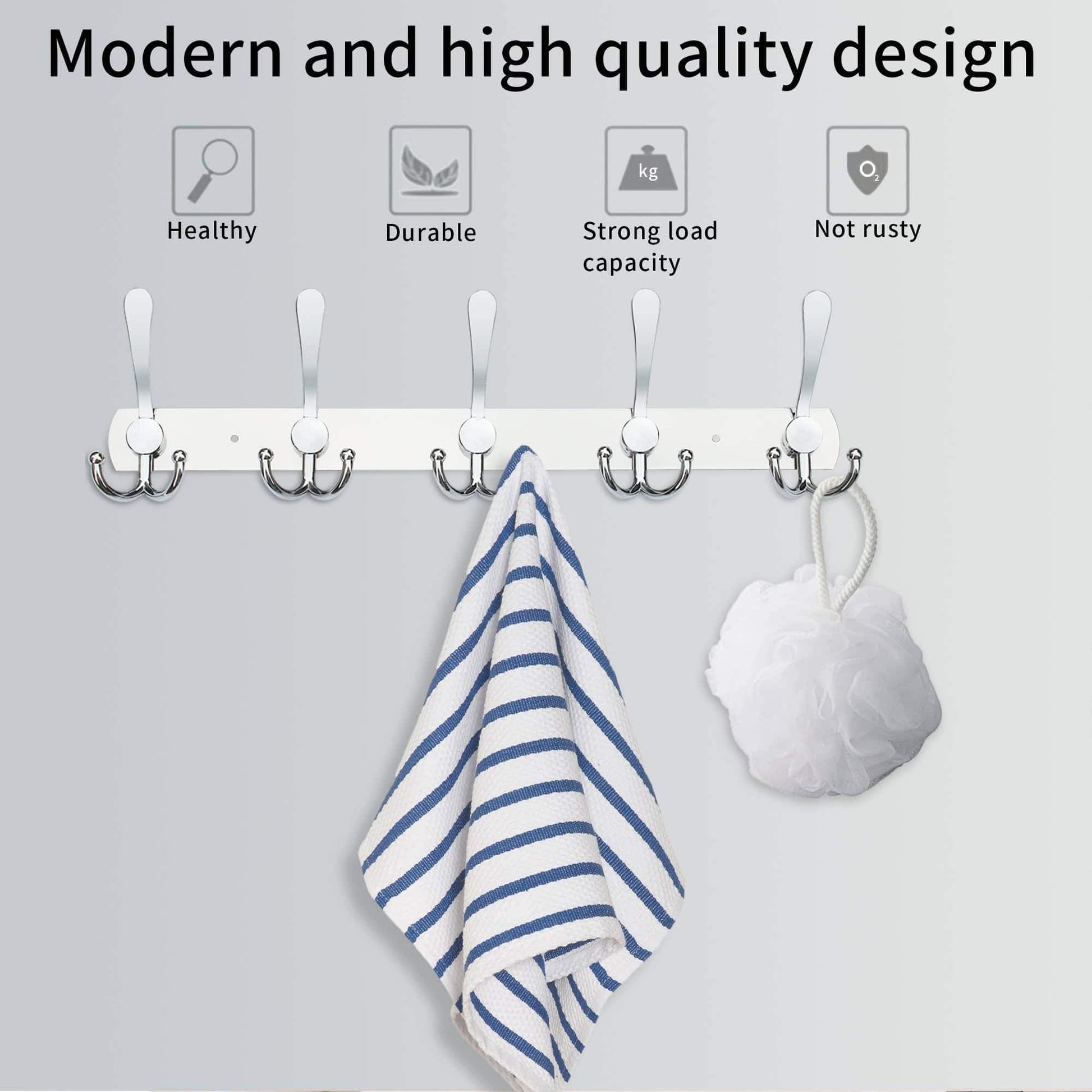 Kitchen wall mounted coat hook rack 2 pack 30 hooks stainless steel coat hangers rack robe hat hooks with sticker