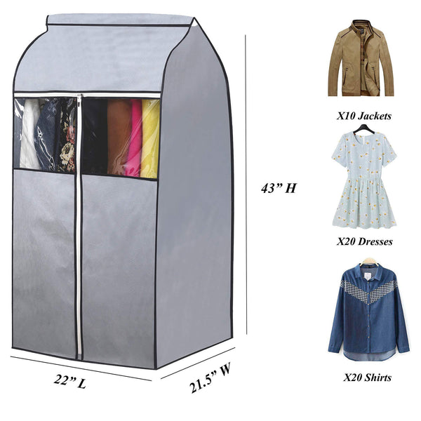 Buy now sleeping lamb garment bag organizer storage with clear pvc windows garment rack cover well sealed hanging closet cover for suits coats jackets grey