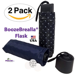 BoozeBrella 2 Pack by Smuggle Mug. Disguised Umbrella Flask. You choose color. (BlkWhtDot-NBlue)