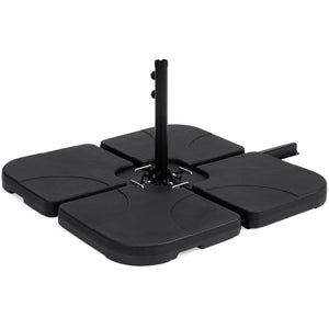 4-Piece Cantilever Offset Patio Umbrella Stand Square Base Plate Set - Black
