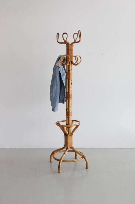 Italian Bamboo Standing Coat Rack by Vittorio Bonacina