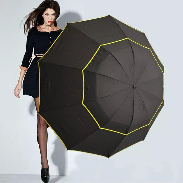 Golf Umbrella Double Layer Windproof Anti-UV Umbrella 3-4 People Three Folding Sunshade