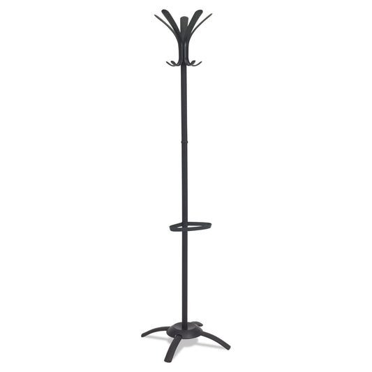 Alba CLEO Coat Stand, Stand Alone Rack, Ten Knobs, Steel/Plastic, 19.75w x 19.75d x 68.9h, Black