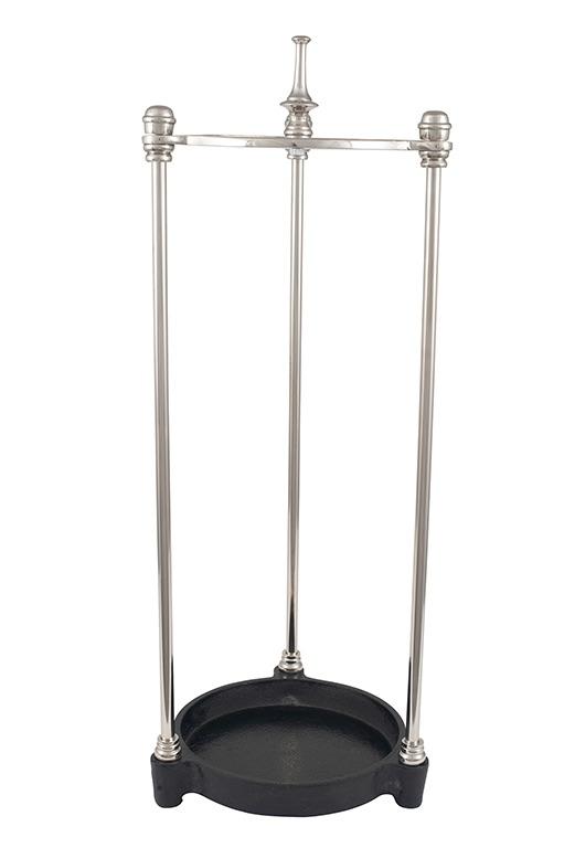 Nickel Umbrella Stand With Black Base