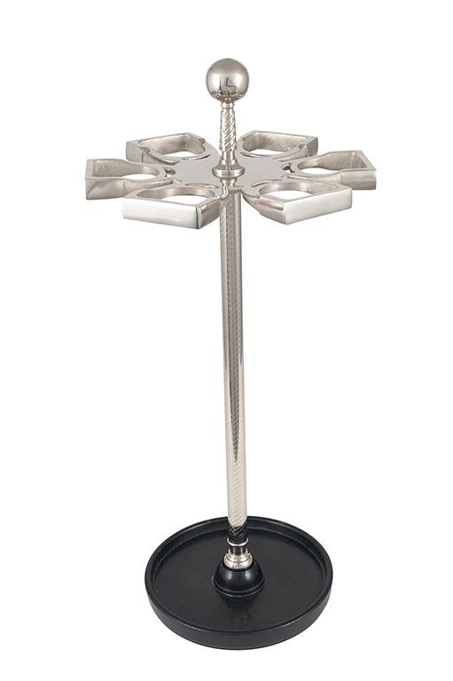 Nickel Umbrella Stand With Black Base