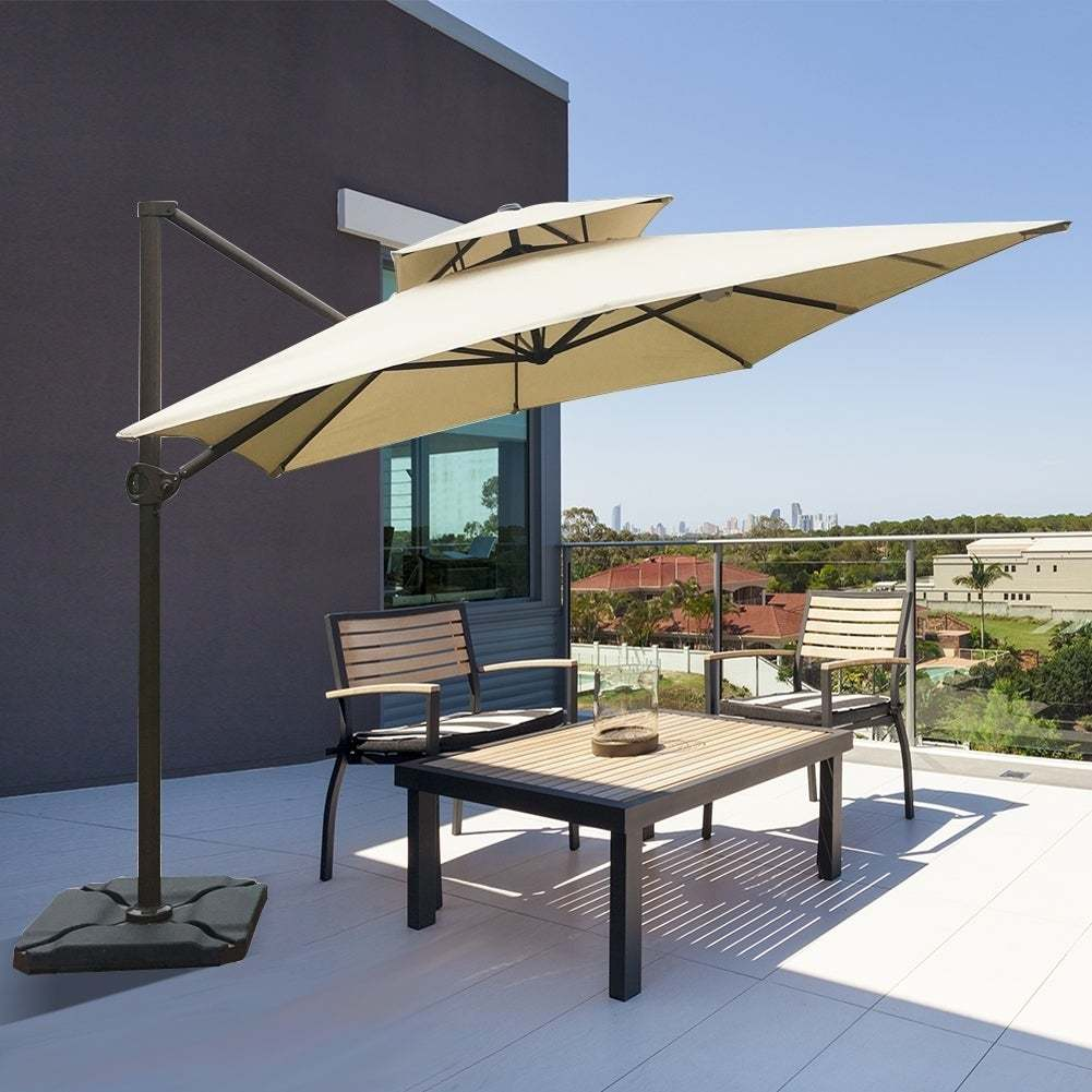 Home Acapulco 9-foot x 12-foot Cantilever Patio Umbrella with Cross Base I Outdoor Umbrella I Umbrella Stand I